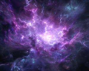 Vibrant Purple And Pink Nebula In Deep Space