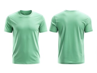 Green pastel short sleeve t shirt front and back mockup