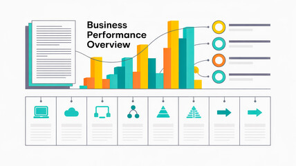 Fototapeta premium A modern business infographic design with a teal and orange color scheme.