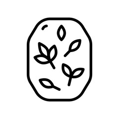 Handmade soap outline icon. A bar of homemade floral and herbal soap. Eco products for spa beauty. Natural cosmetics. Vector isolated illustration of cosmetic hygiene product.