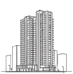 Modern residential building. Real estate simple concept. Line sketch
