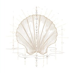 Elegant Shell Design with Geometric Patterns and Delicate Lines for Decorative and Artistic Projects