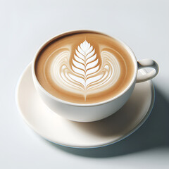 Capture the comforting essence of a perfect latte coffee. This image showcases a beautiful hot beverage with creamy foam and rich espresso, ideal for lifestyle, relaxation, or cafe ambiance marketing.