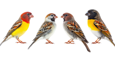 Colorful Ornamental Finches in Vibrant Display