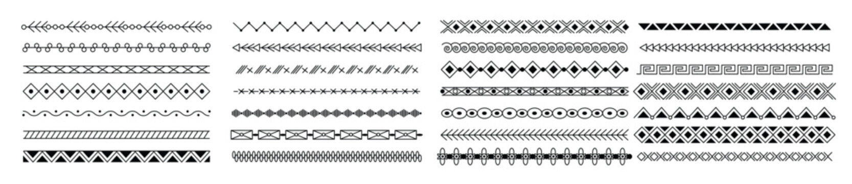 Single geometric line borders tribal border divider handmade frame decorations decorative squiggle