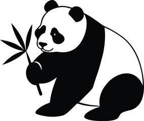 panda eating bamboo vector illustration for wildlife design