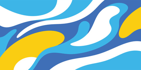 Abstract liquid camouflage seamless pattern. Modern fluid vector background in blue, yellow, and white for fabric, textile, wallpaper, print, and creative graphic design projects. © MH HASIB