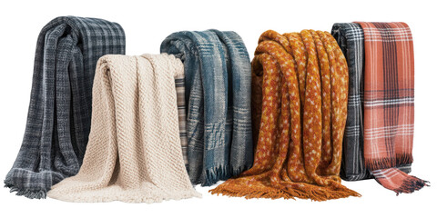 Cozy Decorative Throws on White Background
