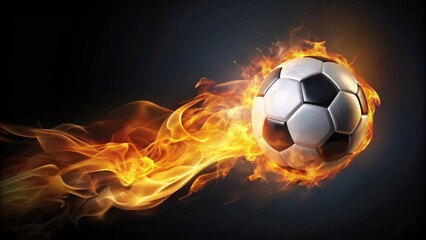 Fototapeta premium Fiery Soccer Ball in Motion A Dynamic Image of Intense Speed and Passion