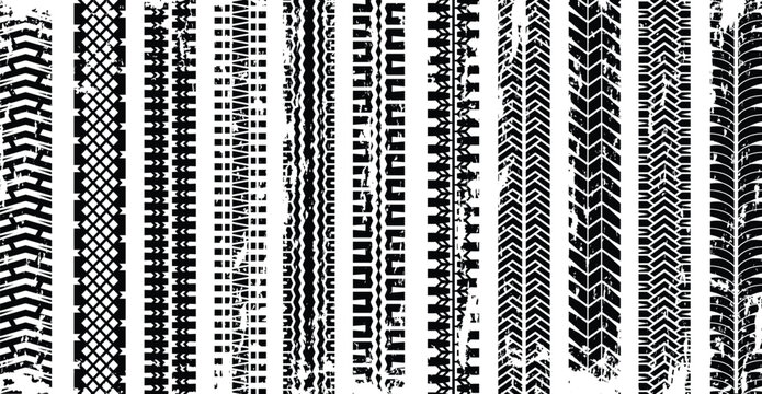 1908.m20.i428.n021.S.c12.306591797 Tire protectors. Wheels traces on roads truck tire marks vector grunge vector illustrations