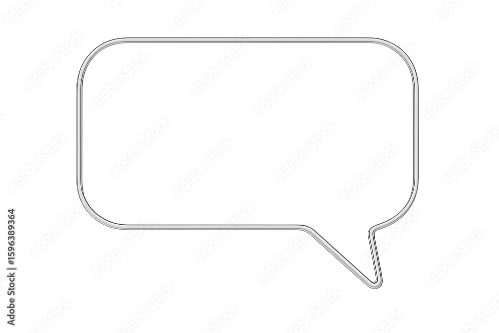Poster empty silver speech bubble frame with transparent background, perfect for communication and message 