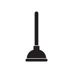 Black toilet plunger silhouette isolated on white background. Plunger icon vector illustration design