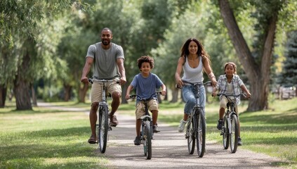 Fototapeta premium family on bikes
