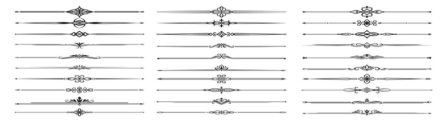 vintage decor borders delimiters dividers vector retro floral ornament vignettes separators flourish