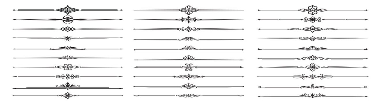 vintage decor borders delimiters dividers vector retro floral ornament vignettes separators flourish
