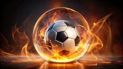 Fiery Orb Encapsulating a Passionate Soccer Ball, a Symbol of Intense Competition and Unwavering Determination