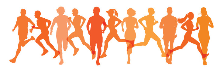 Jogging Silhouettes of Runners in Motion