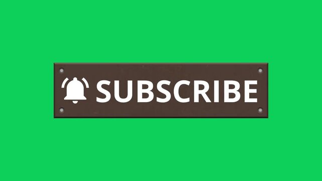 Like comment subscribe in a rust iron box on a green screen for online content engagement. 4K social Media end video template