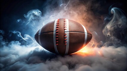 American Football Game Ball in Smoky Atmosphere, Ready for the Big Game