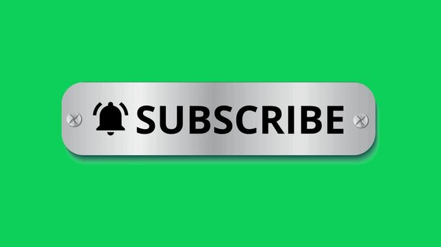 Like comment subscribe in a silver metal plate on a green screen for online content engagement. 4K social Media end video template