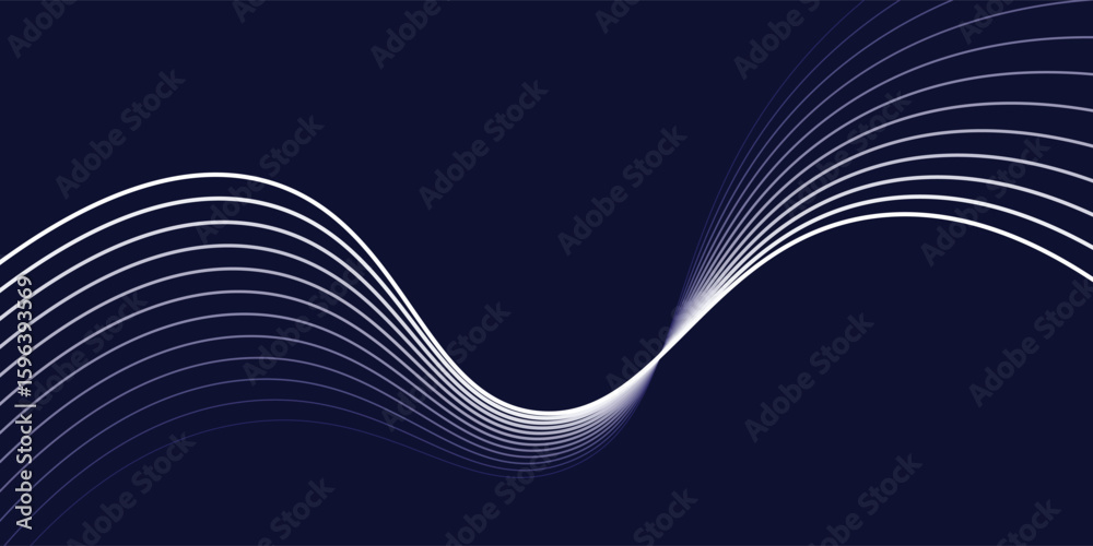 Wall mural modern abstract glowing wave lines on dark blue background. dynamic wave pattern. modern flowing wav