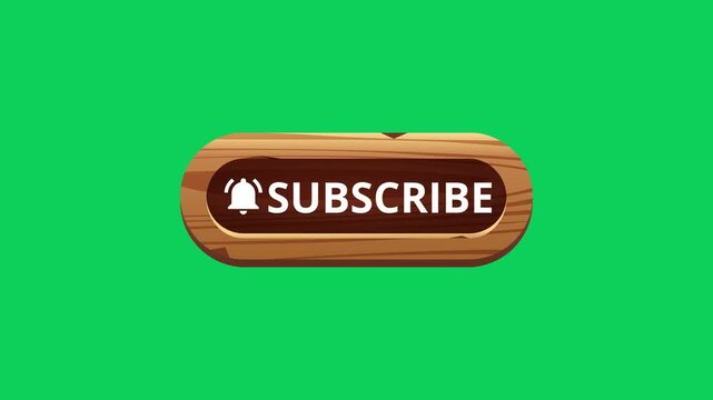 Like comment subscribe in a brown wood box on a green screen for online content engagement. 4K social Media end video template