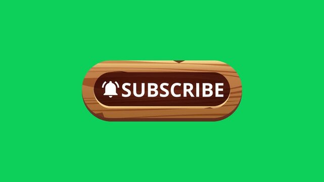 Like comment subscribe in a brown wood box on a green screen for online content engagement. 4K social Media end video template
