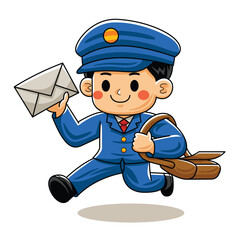 Man Cartoon Postman with Document Letter