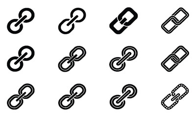 Fototapeta premium Set of chain link icons in multiple vector styles for connection and attachment concepts