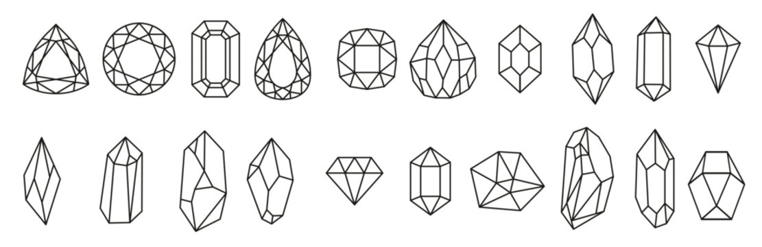 Vector set of diamonds and crystals