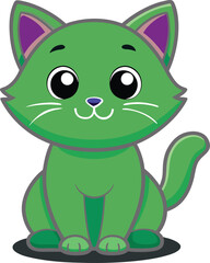 Fototapeta premium Green cat illustration on white background
