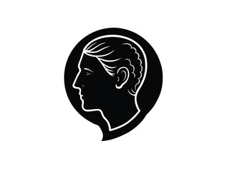 Elegant Black and White Silhouette of a Man s Profile with Stylized Hair and Clean Lines