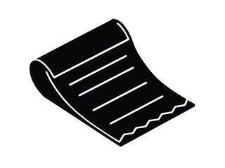 Black and White Icon of a Receipt or Printed Document with Torn Edge and Lines of Text