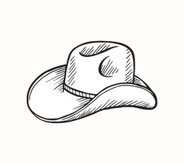 Hand drawn of  Cowboy Hat on white background . Vector illustration