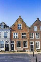 Typical dutch houses on the market square in Ravenstein, Netherlands