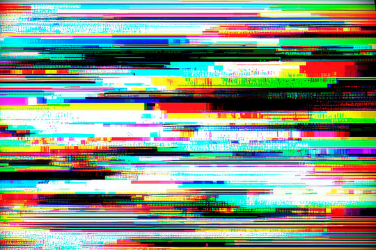 vhs glitch noise background. TV interference. TV screen texture. Signal problems. No signal. Video rewind texture from a tape cassette. TVI. White noise.