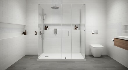 Modern Bathroom Interior Design with Walk-in Shower