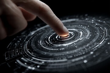 Person uses biometric scanner for secure password entry. Digital protection. Cybersecurity efforts pay off: fewer attacks, less damage. Cyber incident decline. Dutch cyber reports.