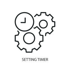 Setting timer thin line vector icons.
