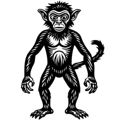 Fototapeta premium Curious Monkey Sitting on Tree Branch in Tropical Fores