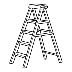 A black and white step ladder illustration vector style coloring page