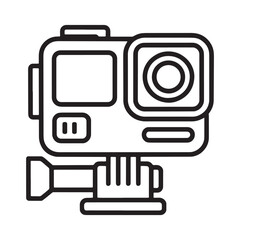 Fototapeta premium Action camera icon with mount and lens
