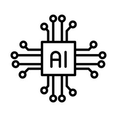 AI microchip icon in outline style for technology and innovation concepts