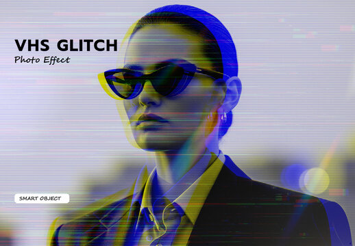 VHS Glitch Photo Effect