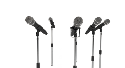 Microphones stand poised ready for voices