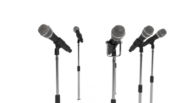 Microphones stand poised ready for voices