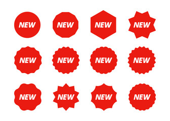 Set of promotional badges featuring the word 