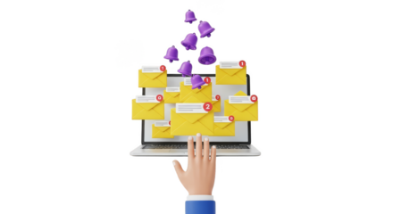 Overwhelmed with emails and notifications on laptop