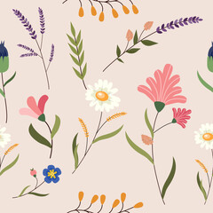 Seamless Botanical Pattern  Vector Art, Floral and Graphics