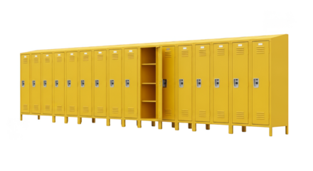 Row of yellow metal school lockers